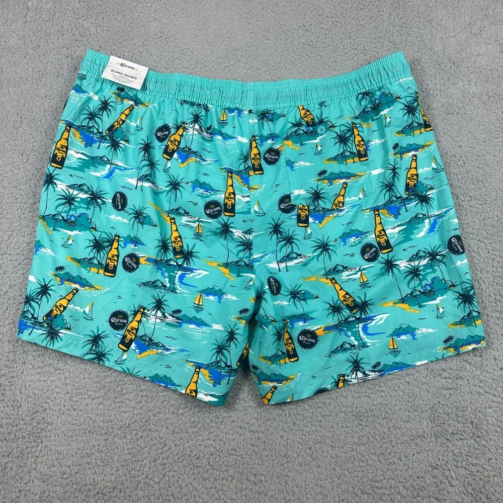 Corona Board‎ Shorts Mens 3XL (48/50) Teal Blue Tropical Beer Swim Trunks NEW